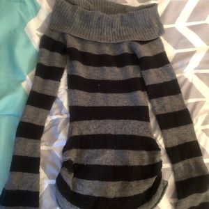 Cowl neck grey & black stripped sweater